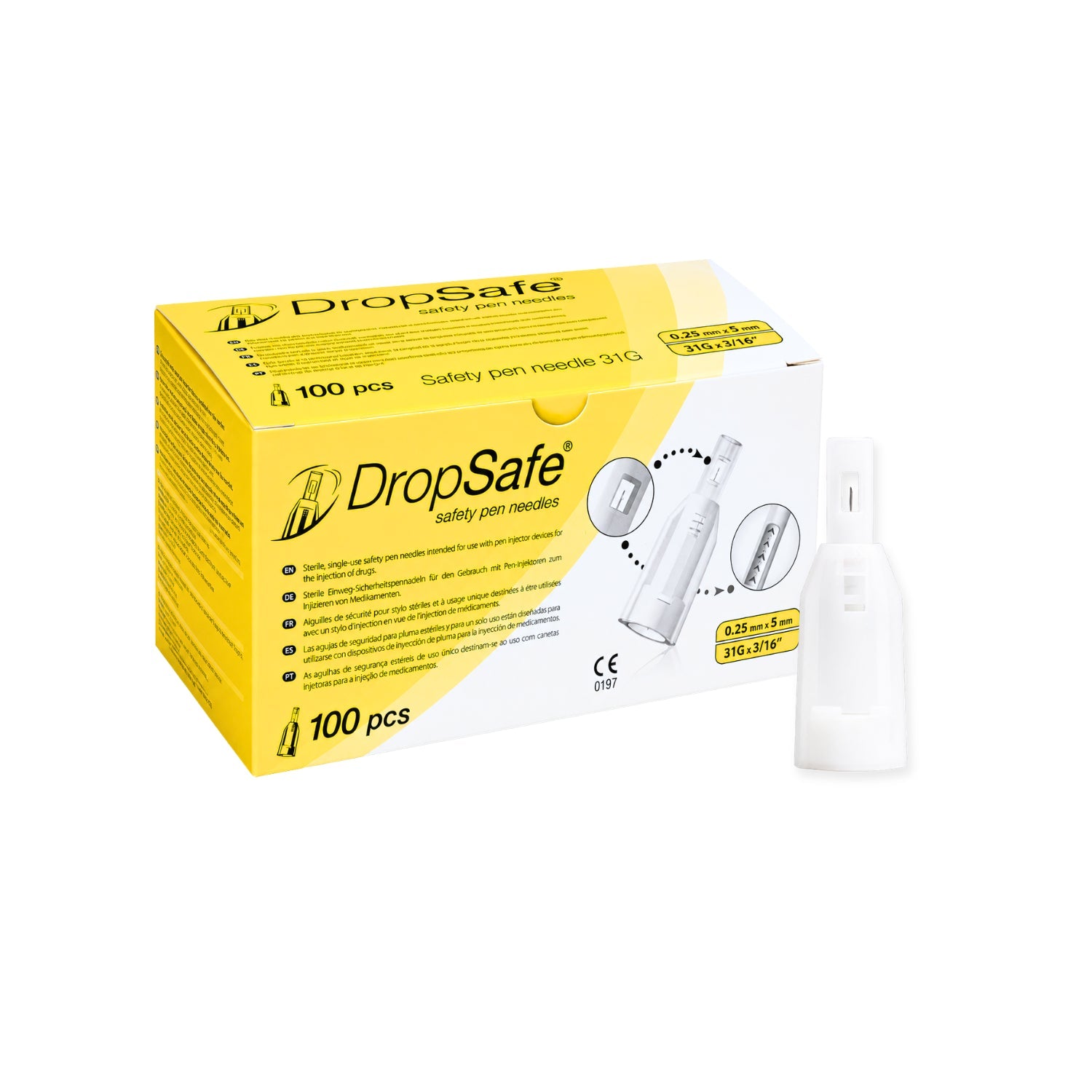 Agujas De Seguridad Dropsafe Lapiz Insulina 31g X5mm 100 Un