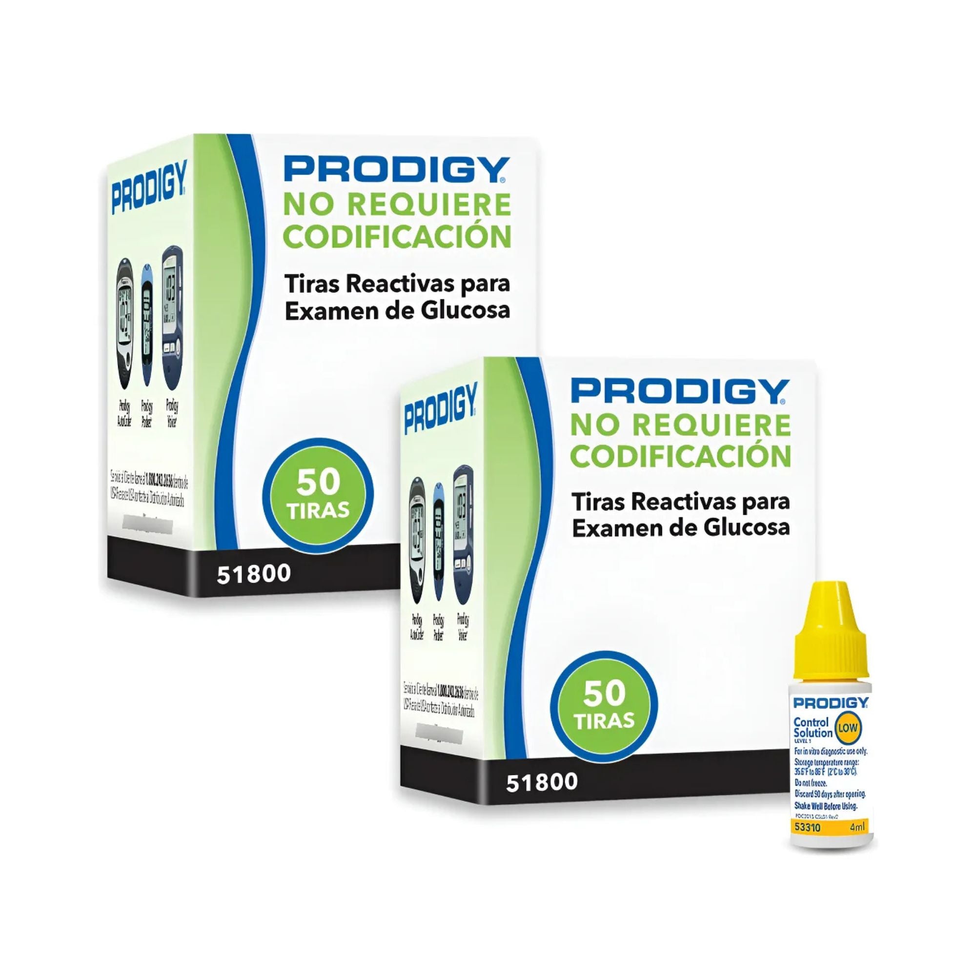100 Tiras Reactivas Prodigy + Solución de Control