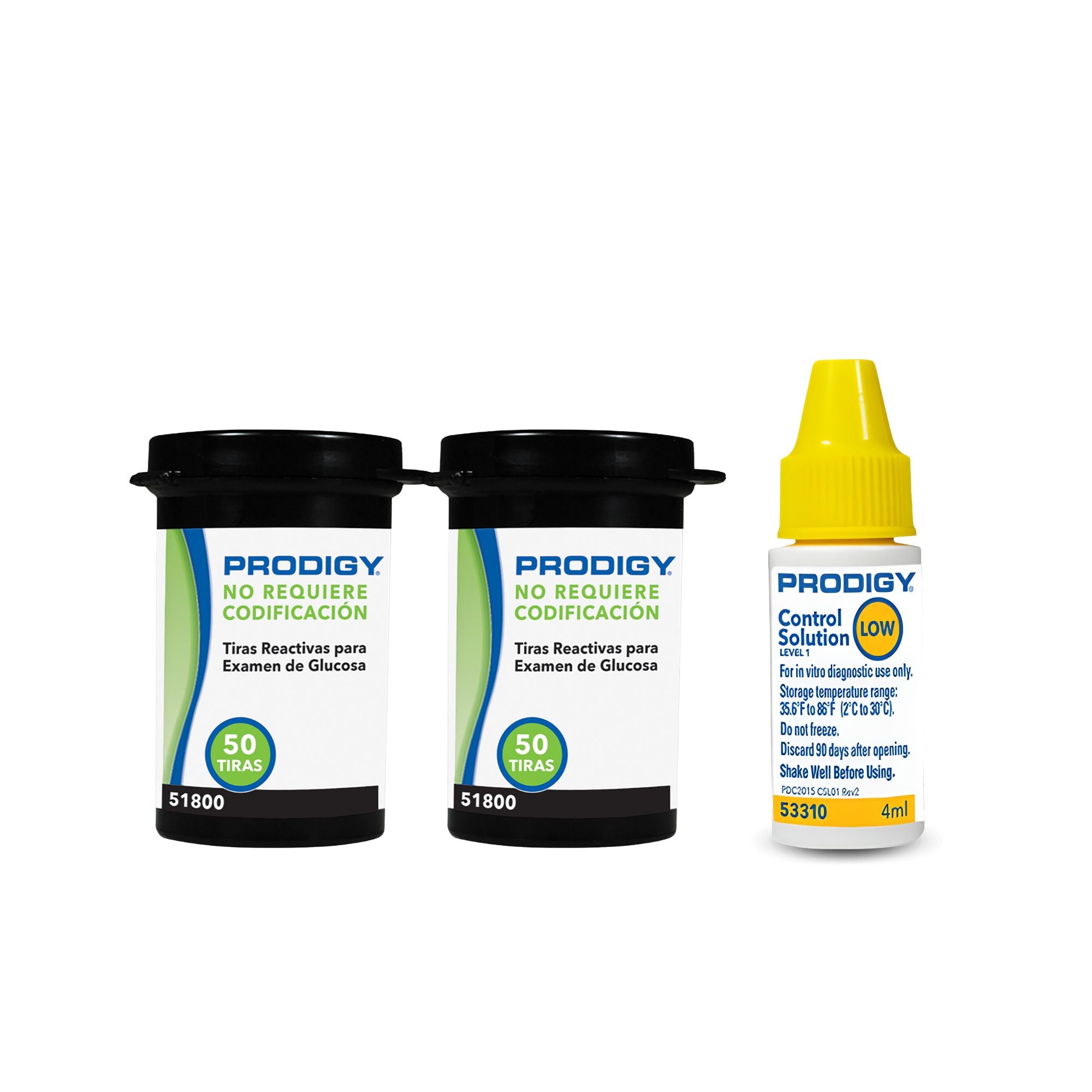 100 Tiras Reactivas Prodigy + Solución de Control