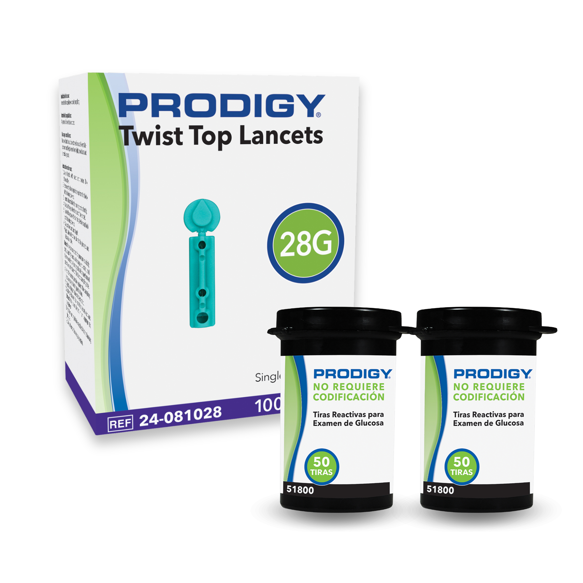 100 Tiras Reactivas Prodigy + 100 Lancetas
