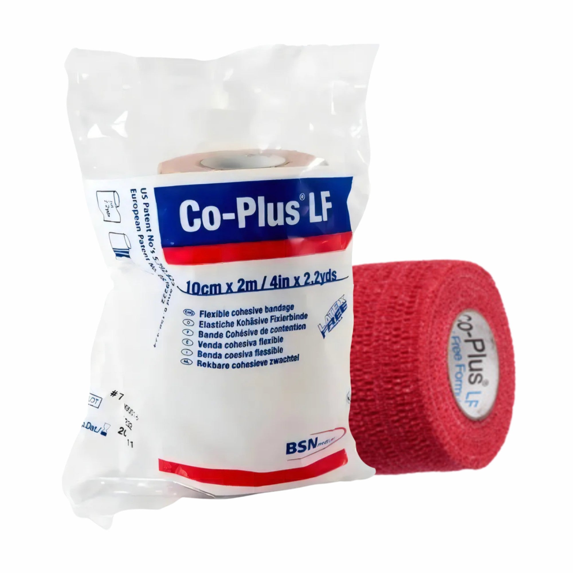 Venda Cohesiva Co-Plus LF 10 cm x 2 m Color Rojo