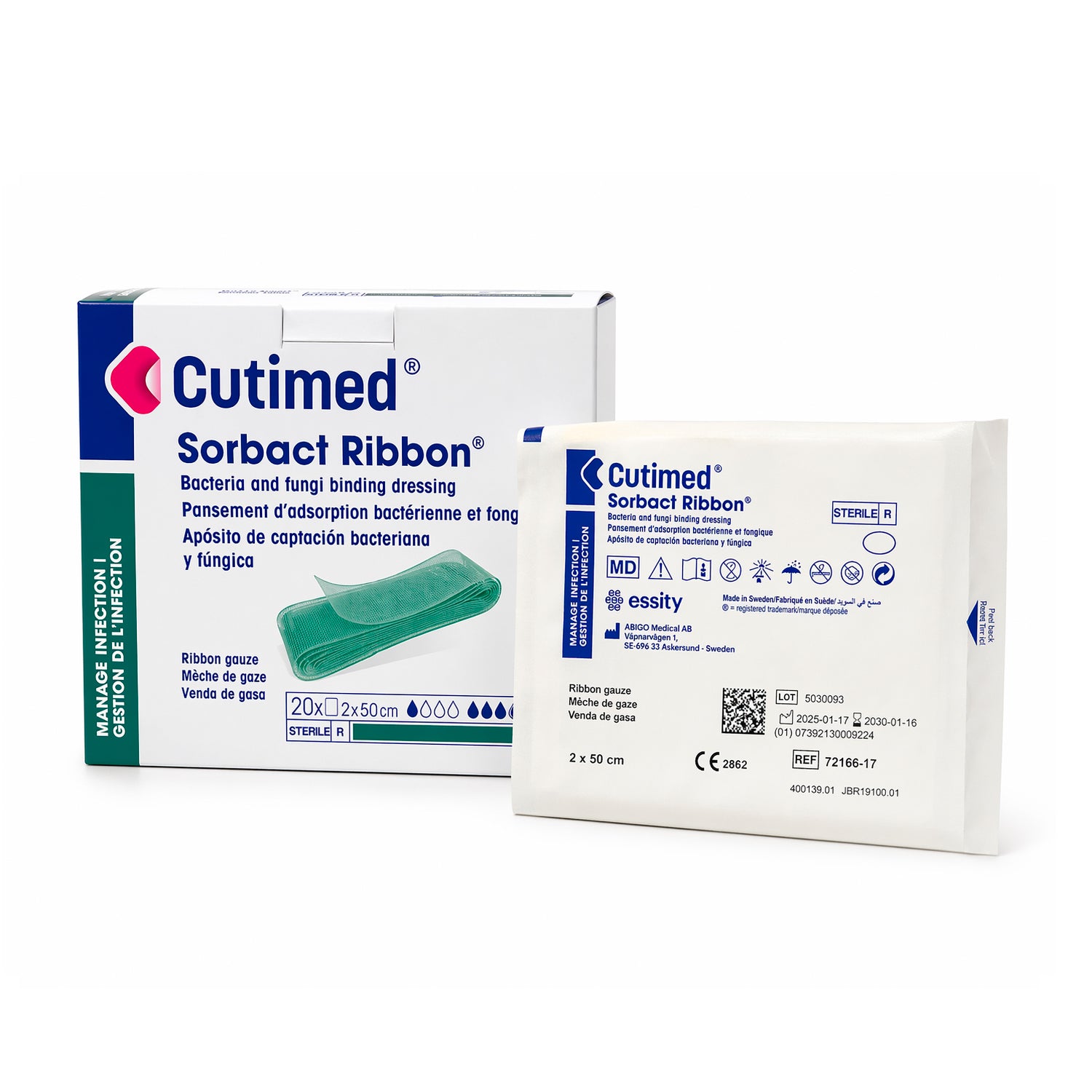 Cutimed Sorbact 2x50 cm Apósito Antimicrobiano 1 Unidad | Malla Estéril para Heridas Profundas