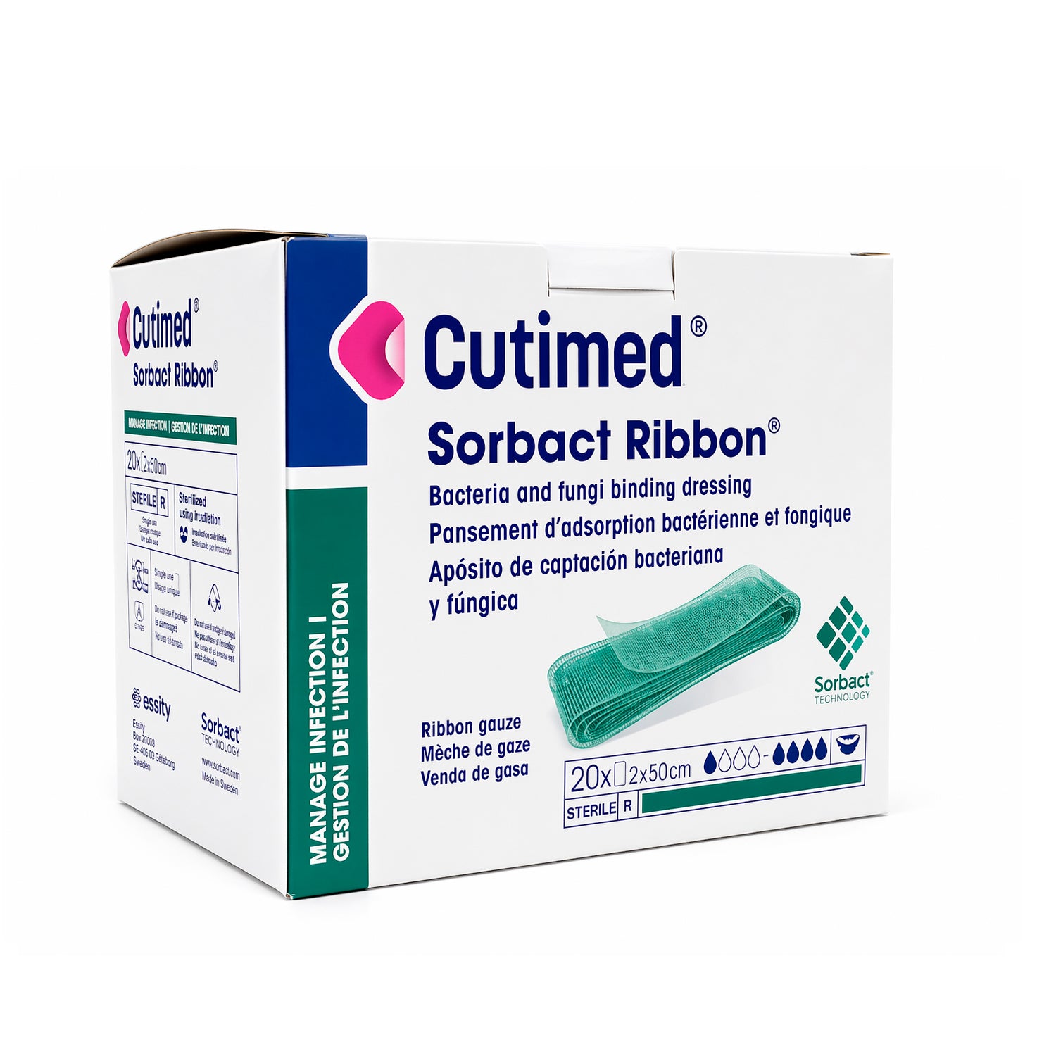 Cutimed Sorbact 2x50 cm Apósito Antimicrobiano 1 Unidad | Malla Estéril para Heridas Profundas