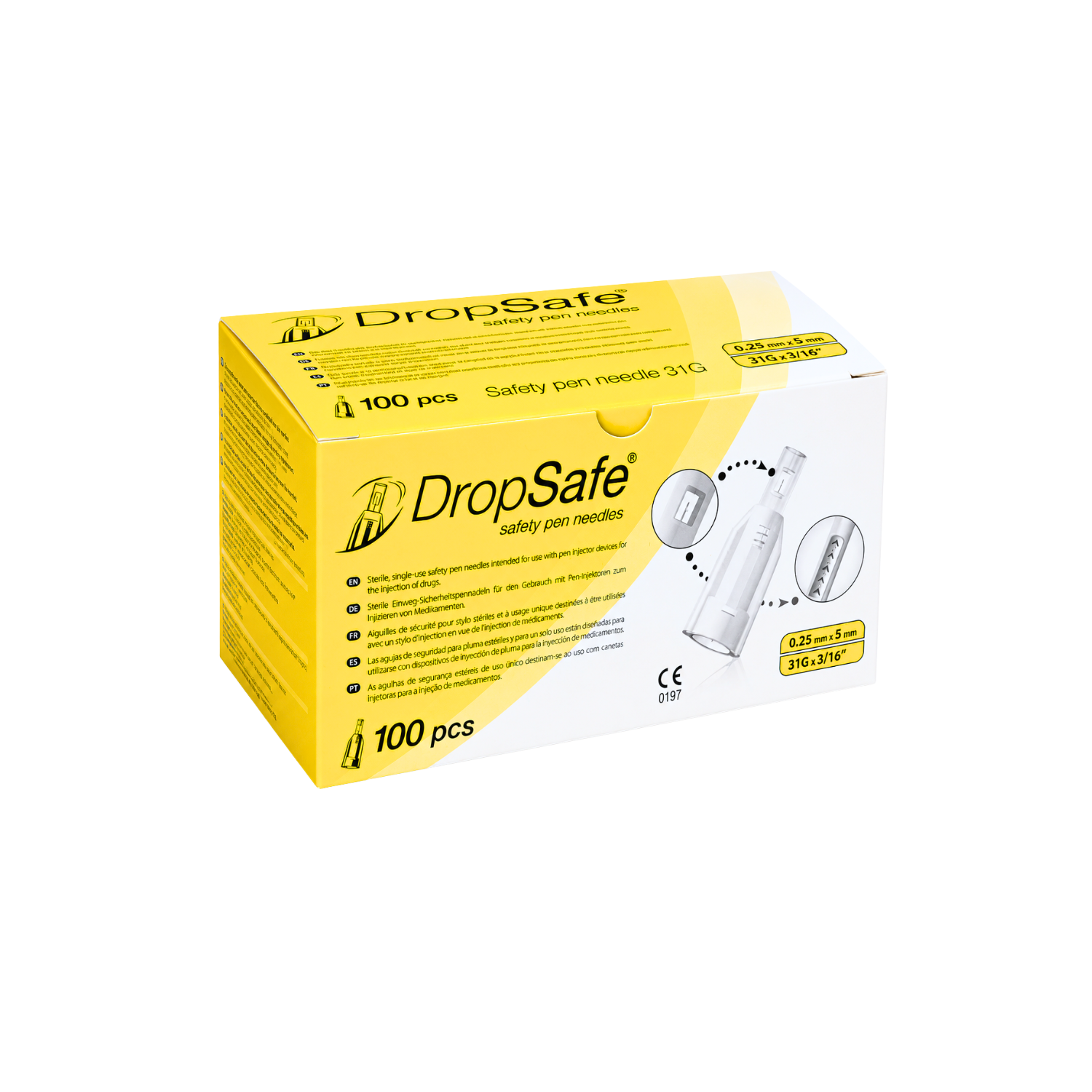 Agujas De Seguridad Dropsafe Lapiz Insulina 31g X5mm 100 Un