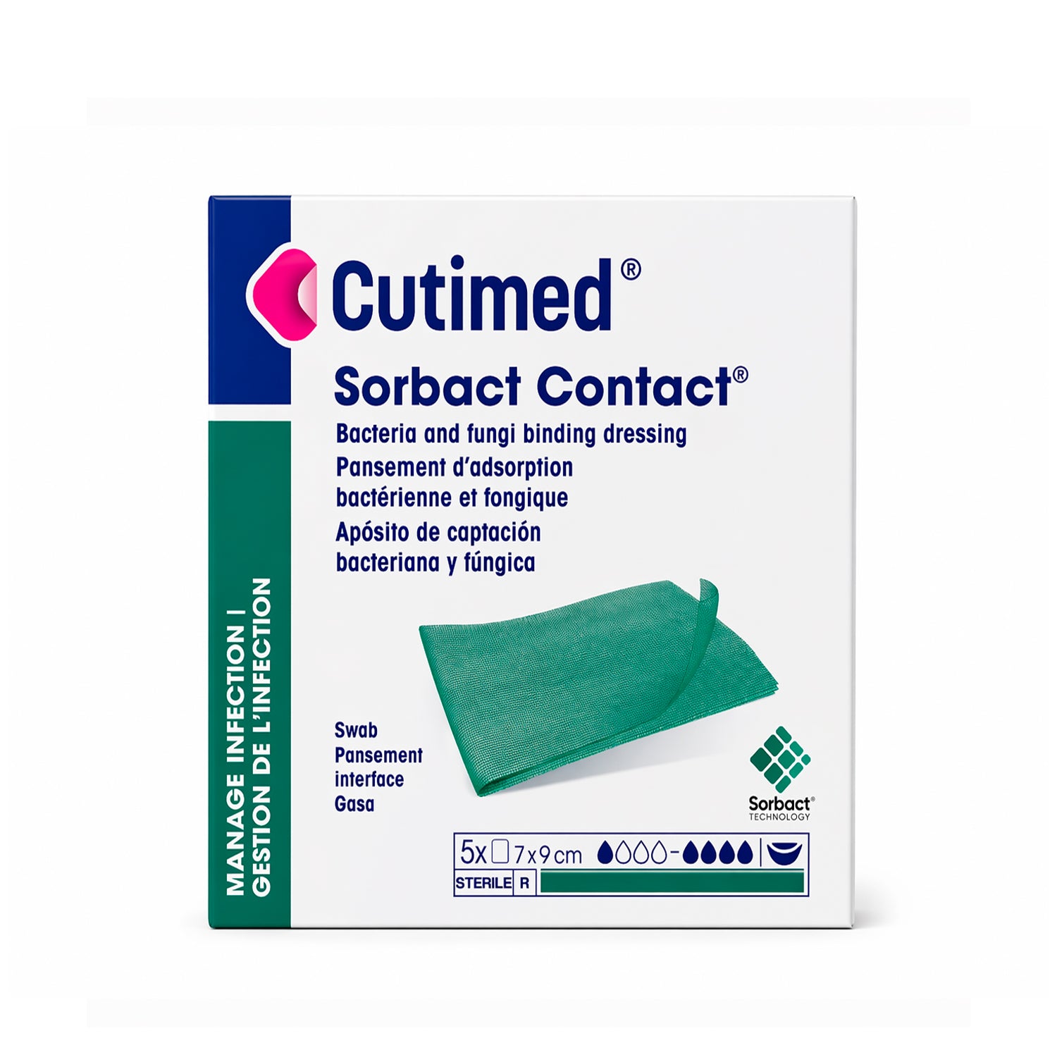 Cutimed Sorbact 7x9 cm Apósito Antimicrobiano 1 unidad | Malla Estéril para Heridas