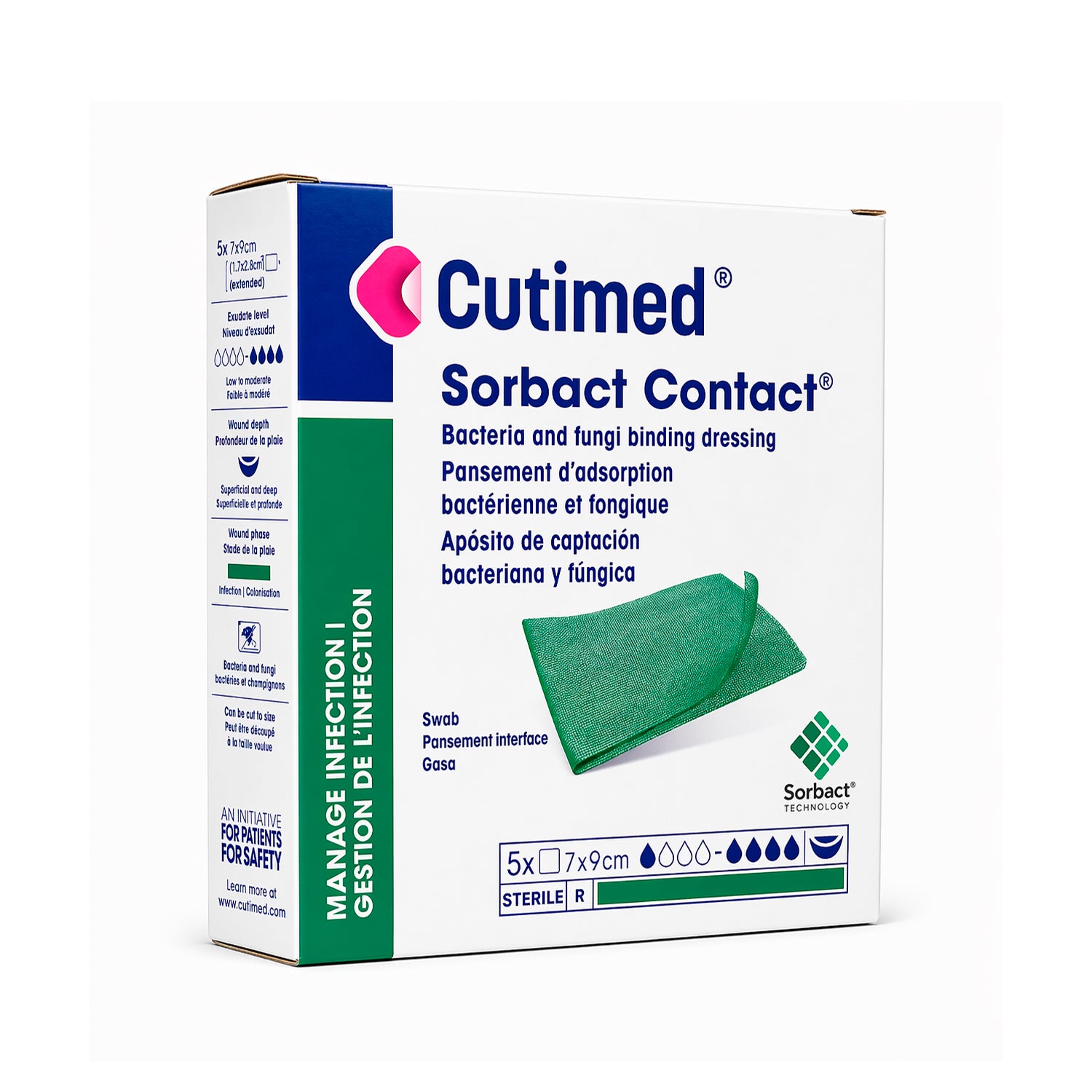 Cutimed Sorbact 7x9 cm Apósito Antimicrobiano 1 unidad | Malla Estéril para Heridas