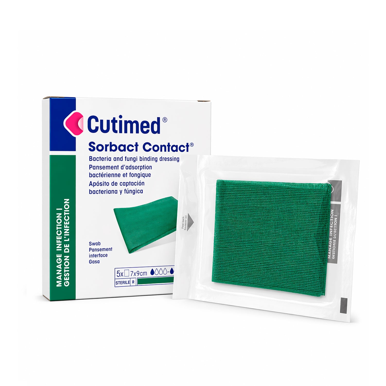 Cutimed Sorbact 7x9 cm Apósito Antimicrobiano 1 unidad | Malla Estéril para Heridas