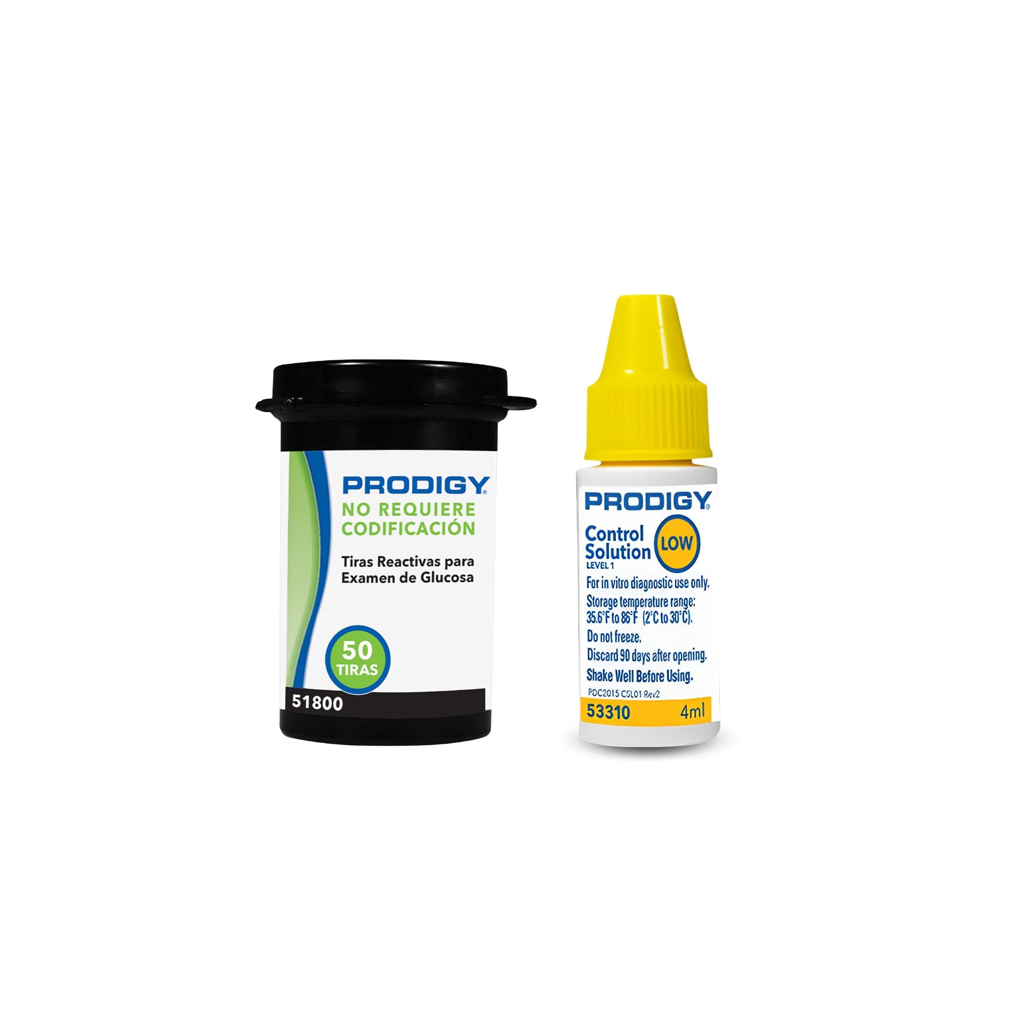 50 Tiras Reactivas Prodigy + Solución de Control