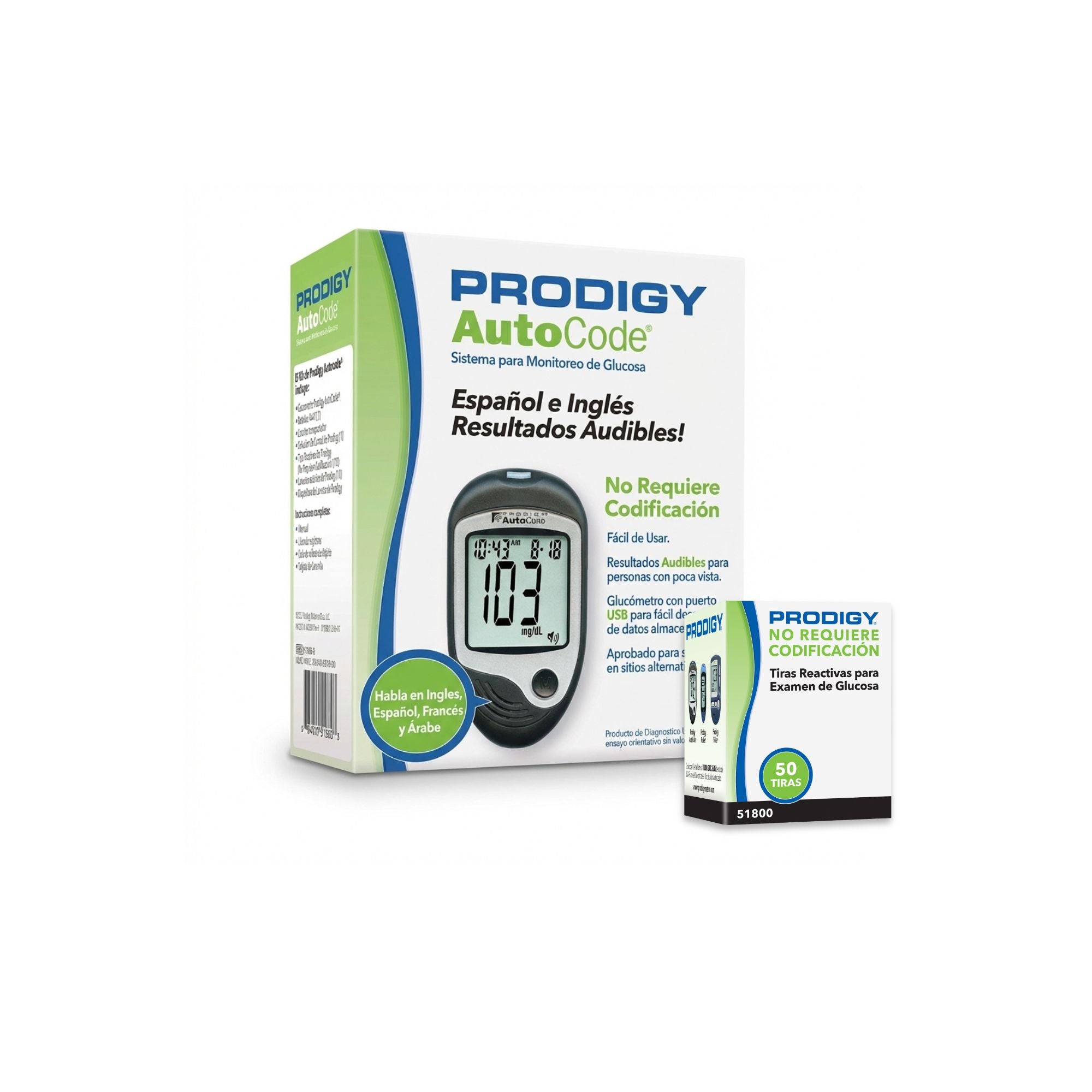 Glucómetro Prodigy + 60 Tiras Reactivas + 10 Lancetas | Kit Completo para Control de Glucosa en Casa