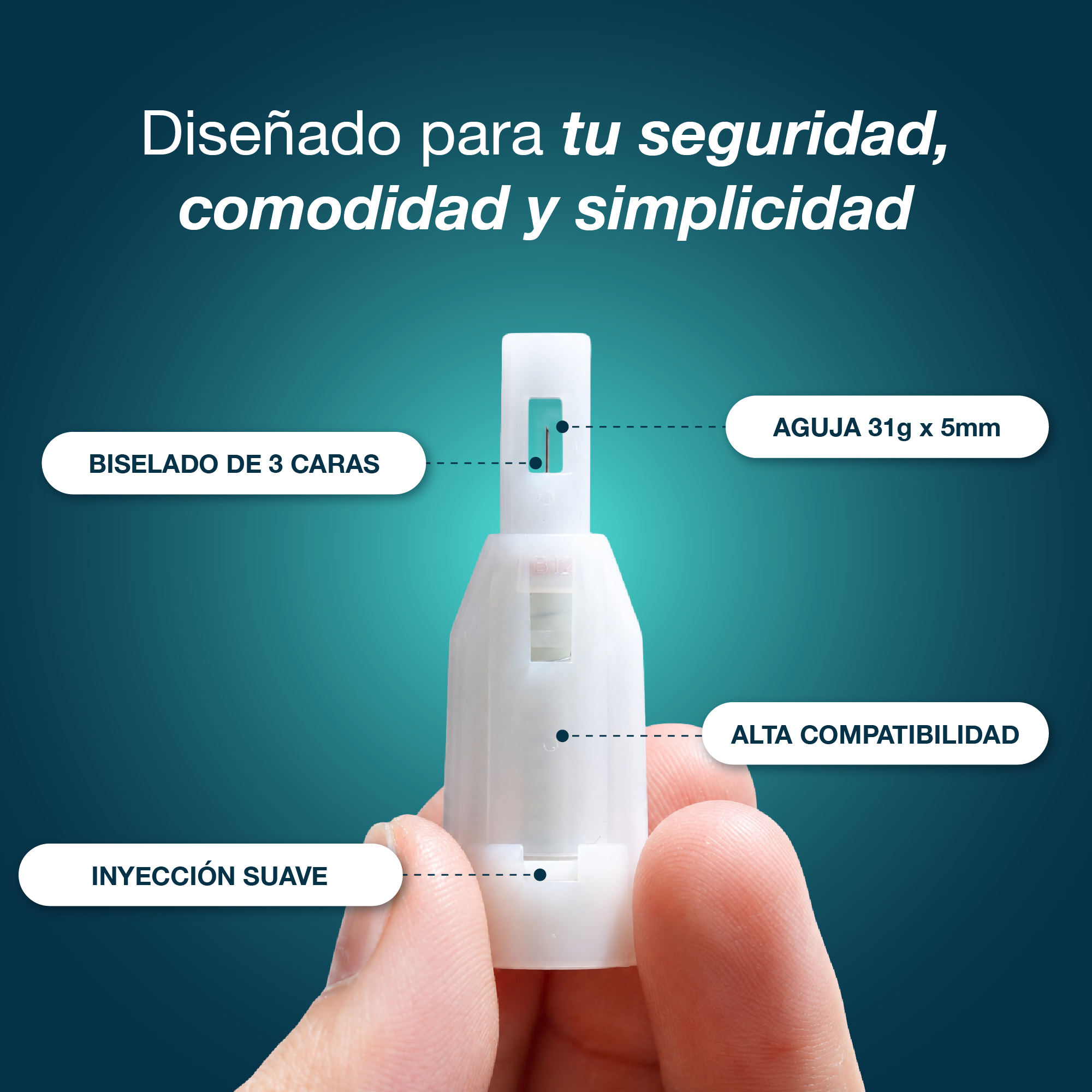 Agujas De Seguridad Dropsafe Lapiz Insulina 31g X5mm 100 Un