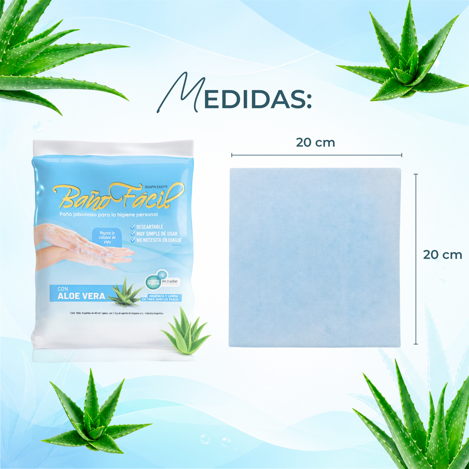 Paño Jabonoso Baño Fácil con Aloe Vera
