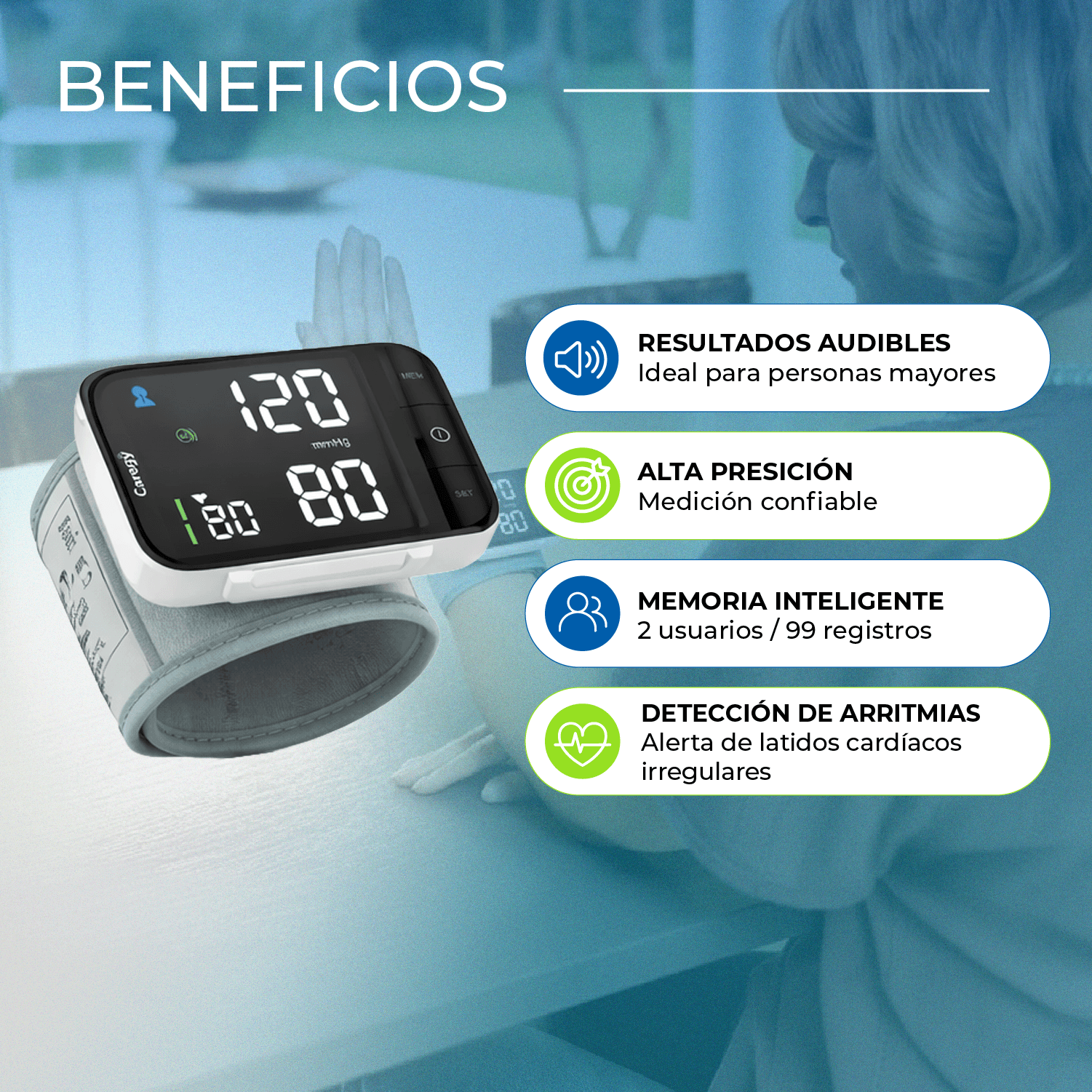Toma Presión Tensiómetro Digital Automático De Muñeca Con Voz