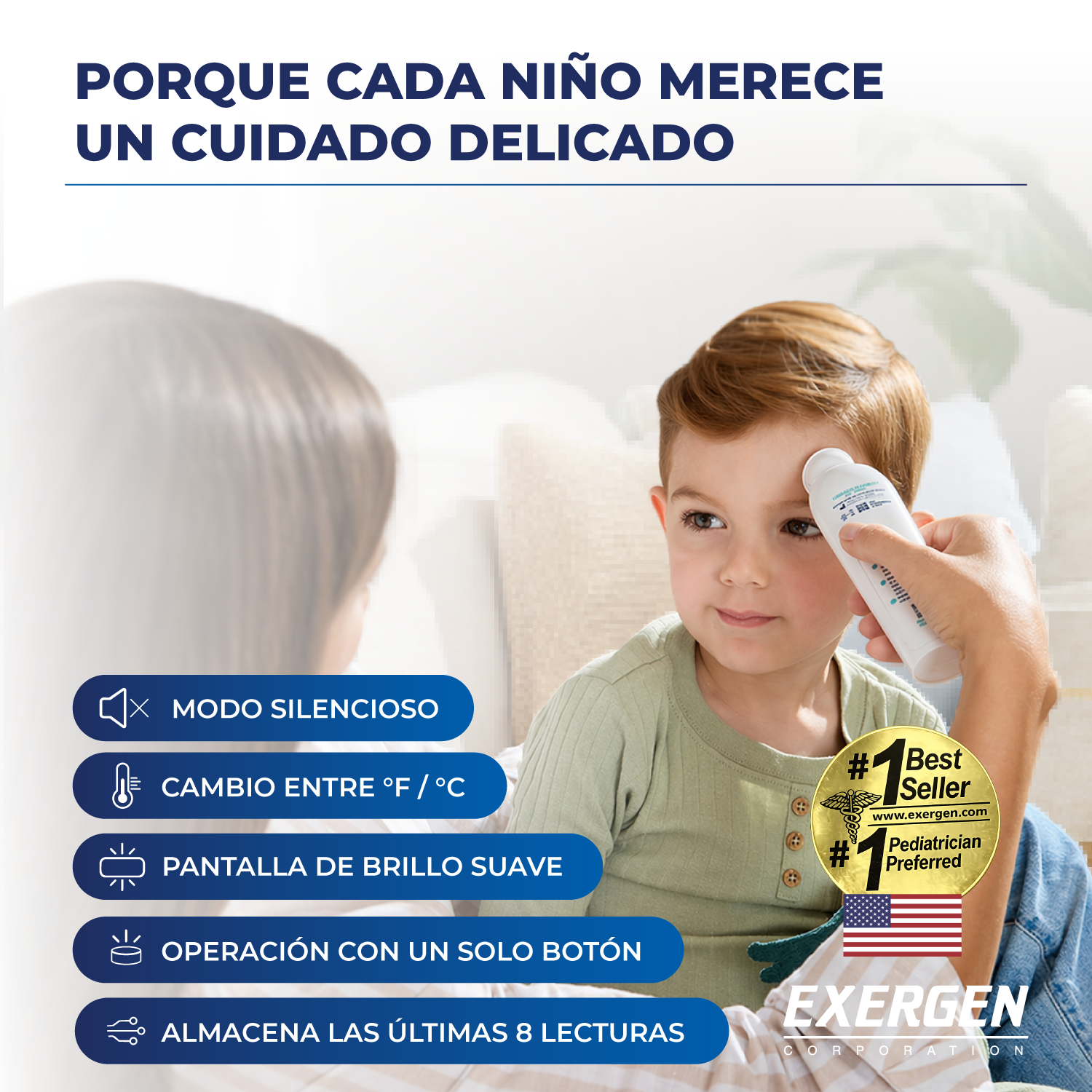 Termómetro Arteria Temporal Exergen TAT-2000C+ para Bebés, Niños y Adultos