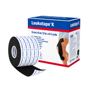Cinta Kinesiológica Leukotape K Negro 5 cm x 5 m
