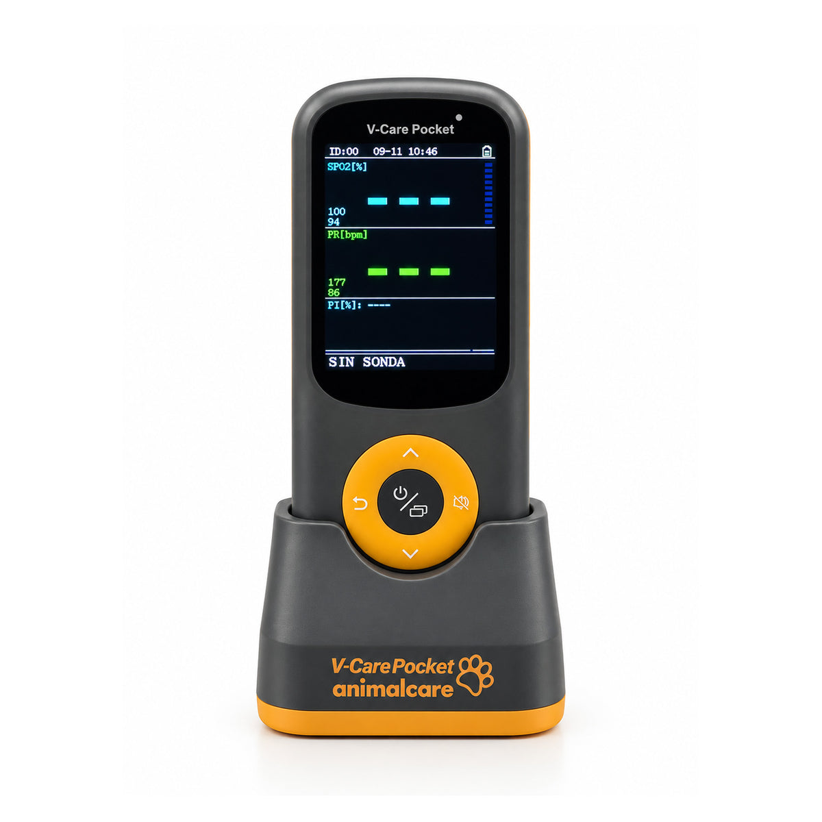 V-Care Pocket · Oxímetro Veterinario Portátil 2.8"