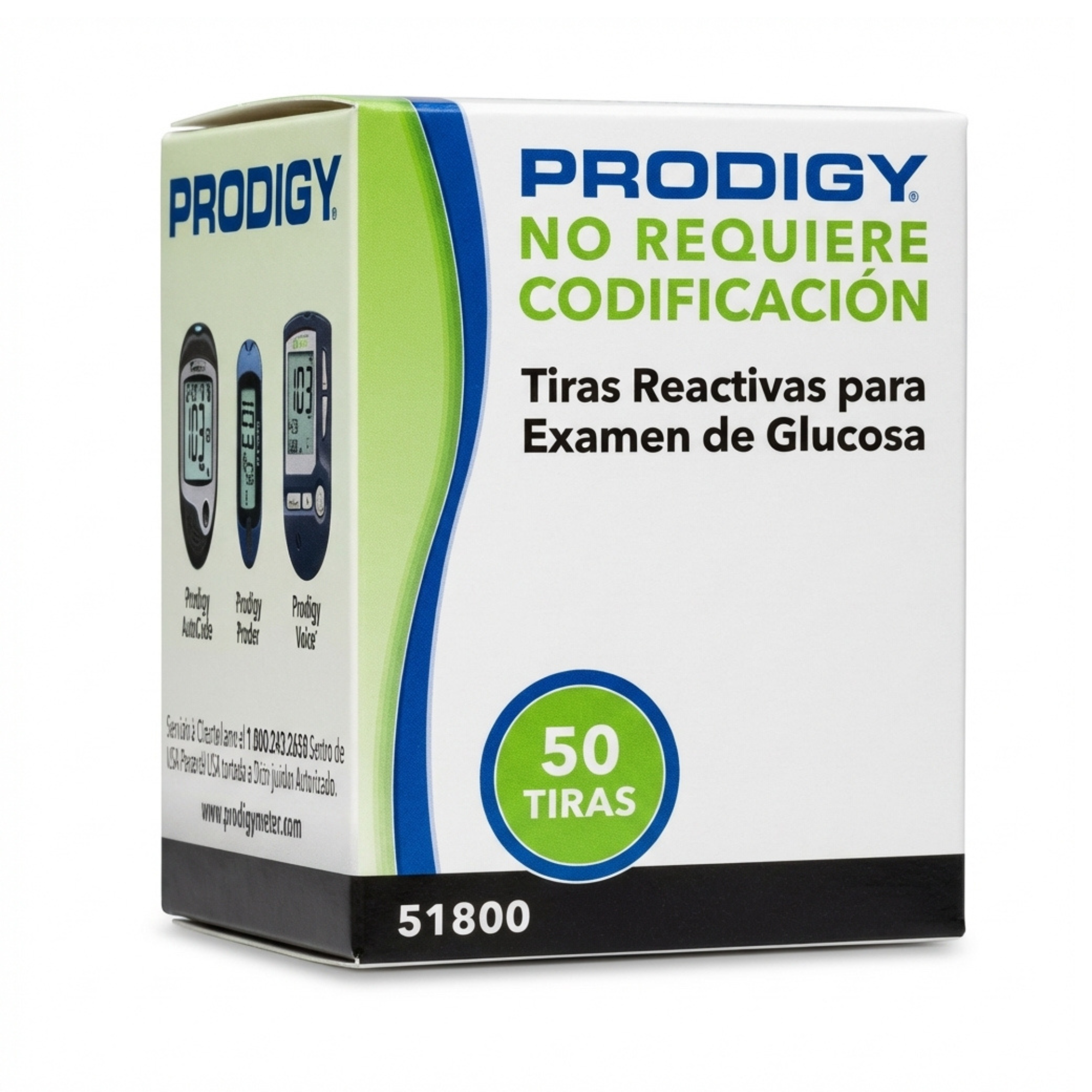 50 Tiras Reactivas Prodigy | Control Preciso de Glucosa en Casa