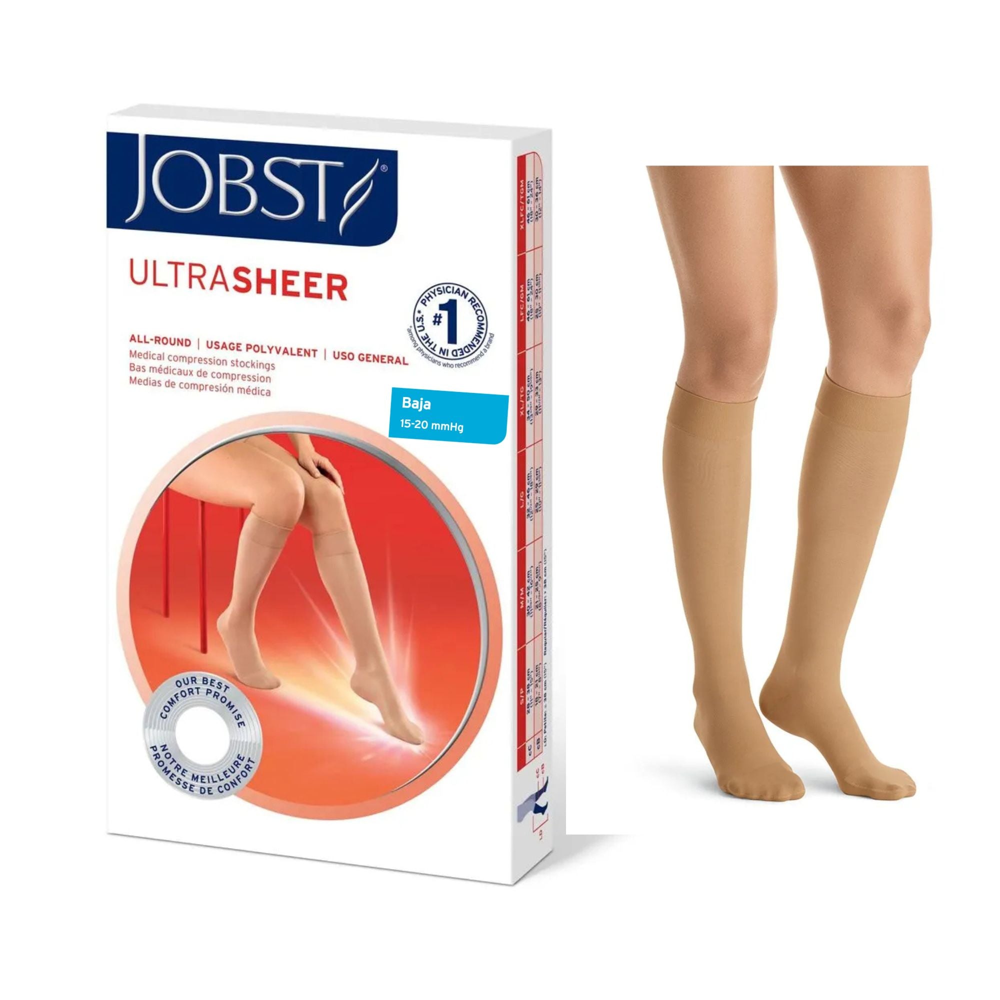 Media Compresiva Jobst Ultrasheer 15-20 mmHg Rodilla