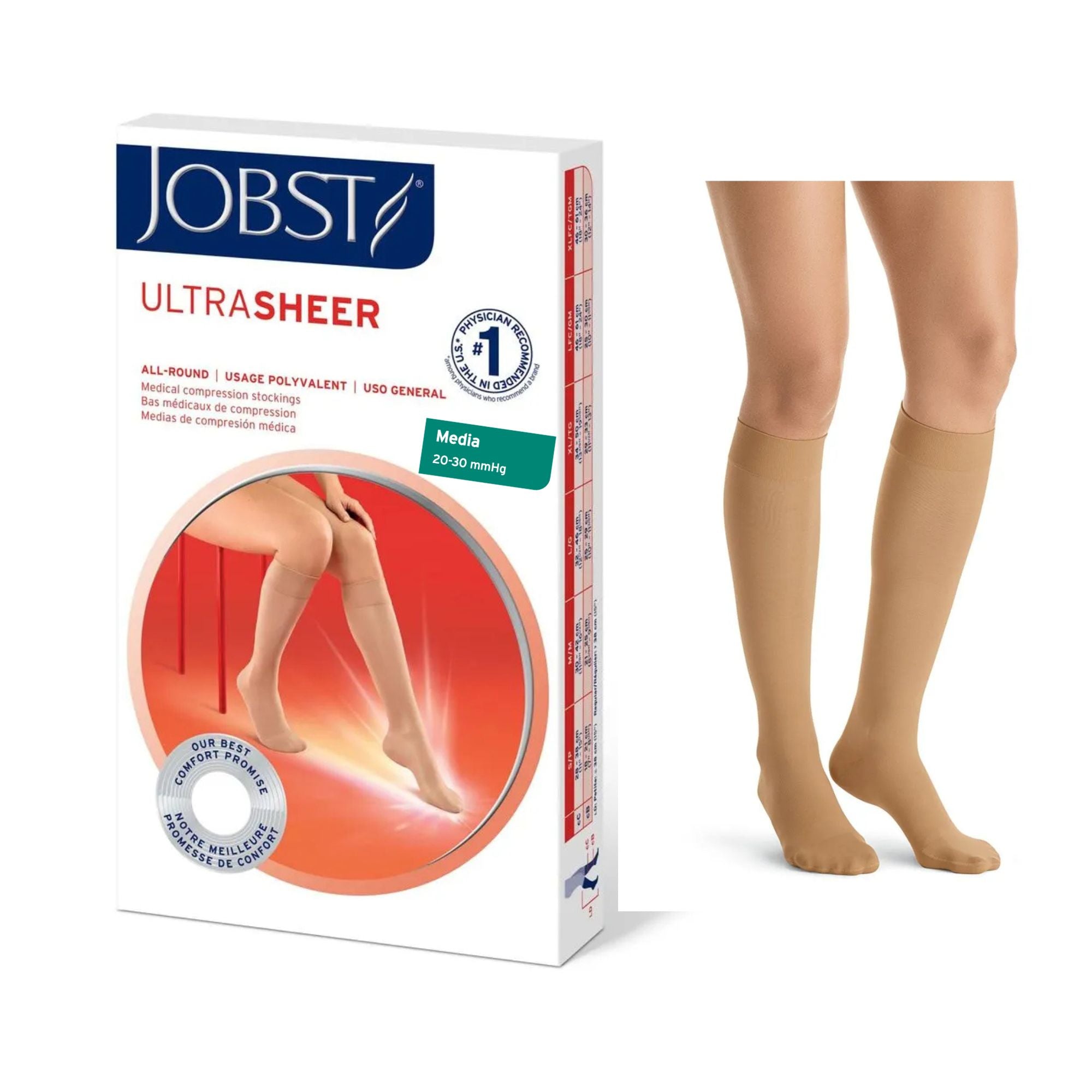 Media Compresiva Jobst Ultrasheer 20-30 mmHg Rodilla
