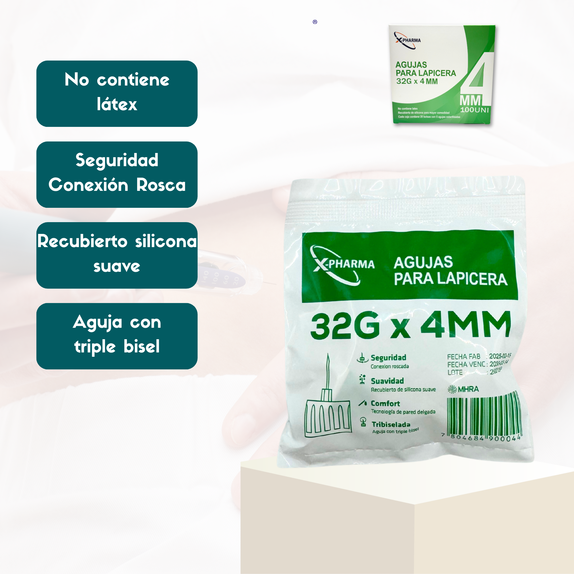 Agujas para Lapicera Universal 32G x 4 mm 100 unidades