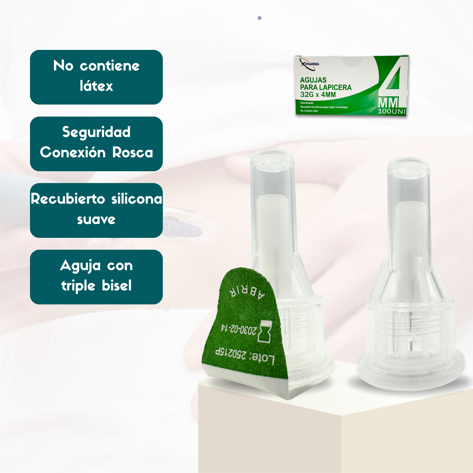 Agujas para Lapicera Universal 32G x 4 mm – Caja x 100 unidades