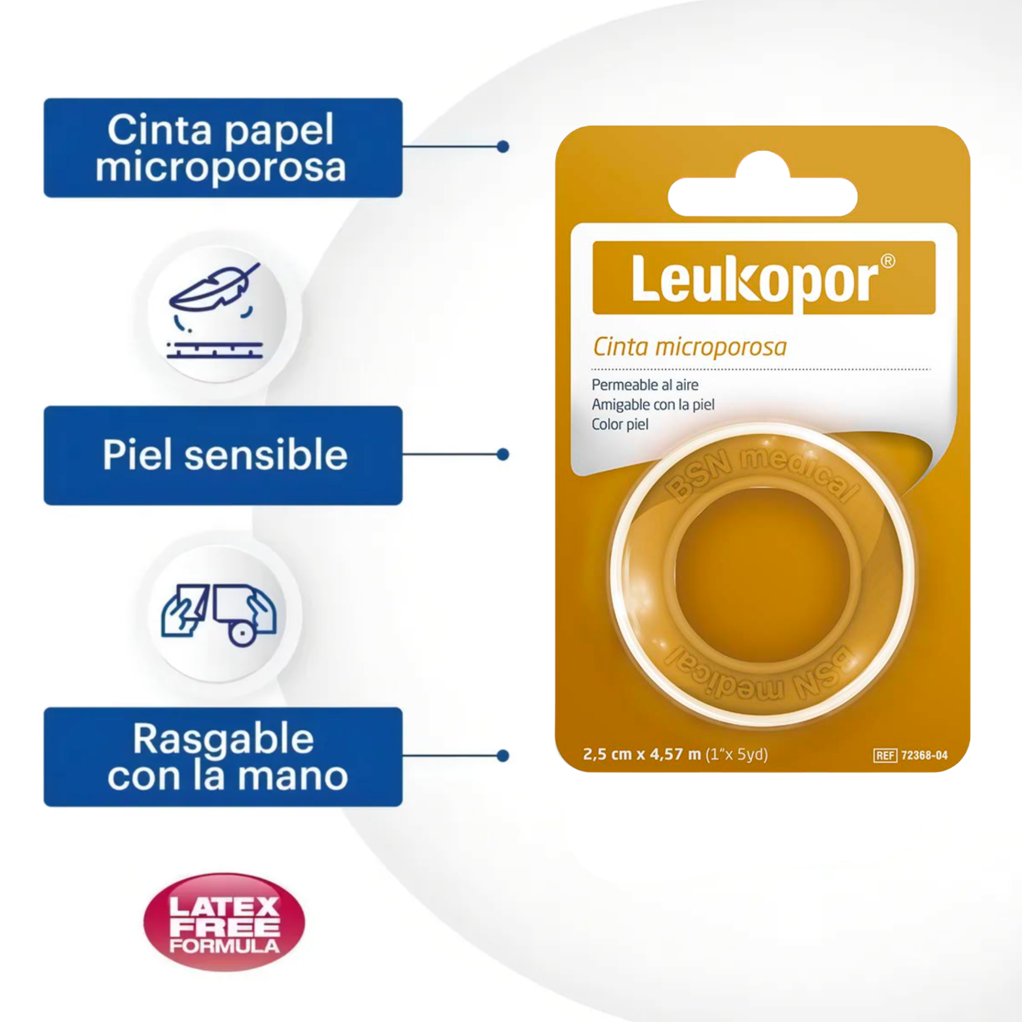 Cinta Microporosa Leukopor | 2,5 cm x 4,57 m