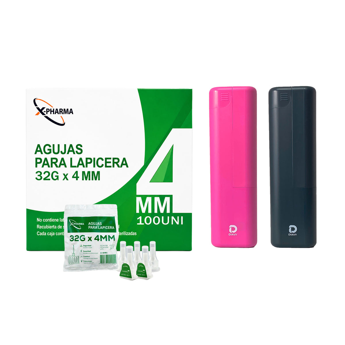 Estuche Diavy + 100 Agujas para Lápiz de Insulina Ozempic® Mounjaro® Wegovy®