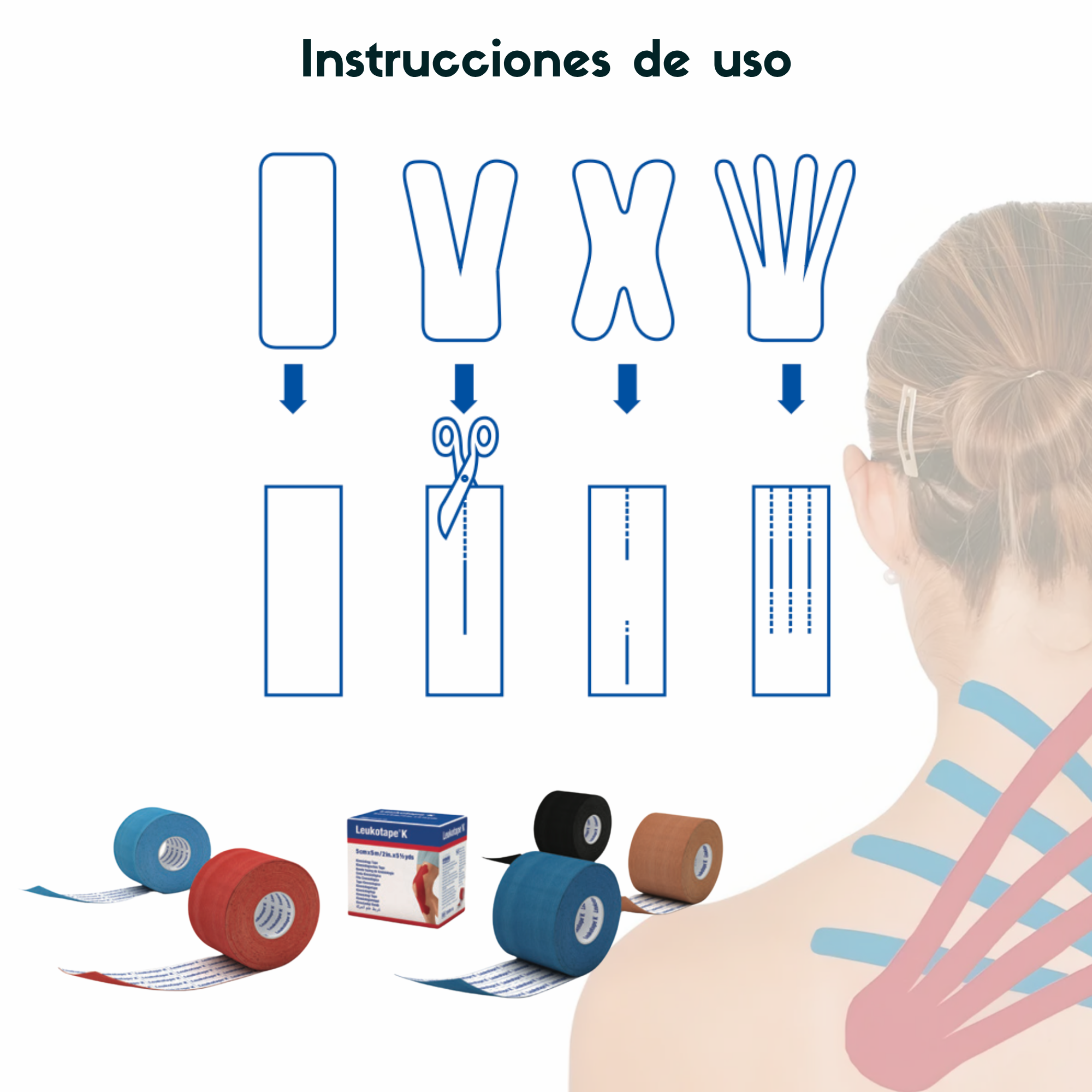 Cinta Kinesiológica Leukotape K Rojo 5 cm x 5 m