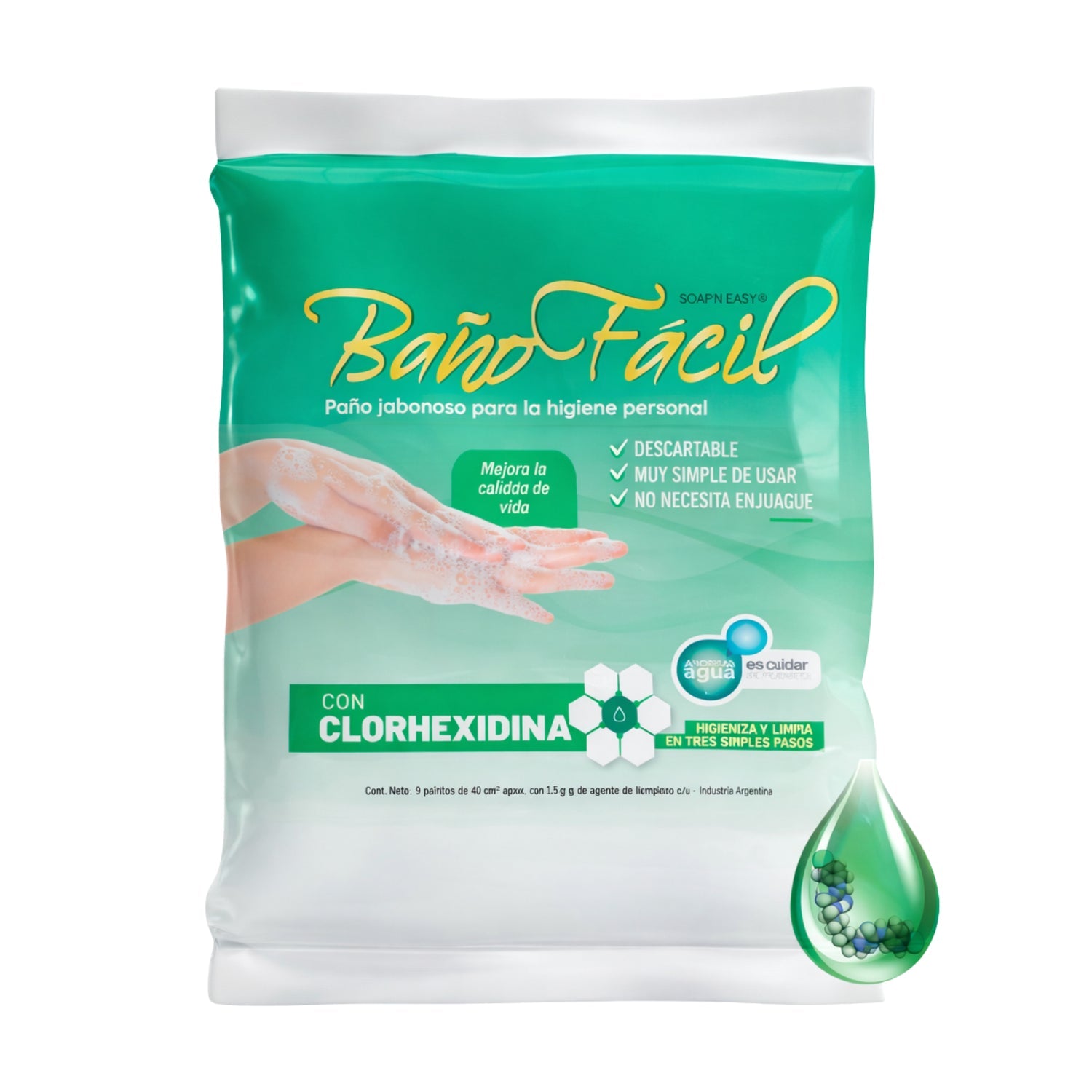Paño Jabonoso Baño Fácil con Clorhexidina