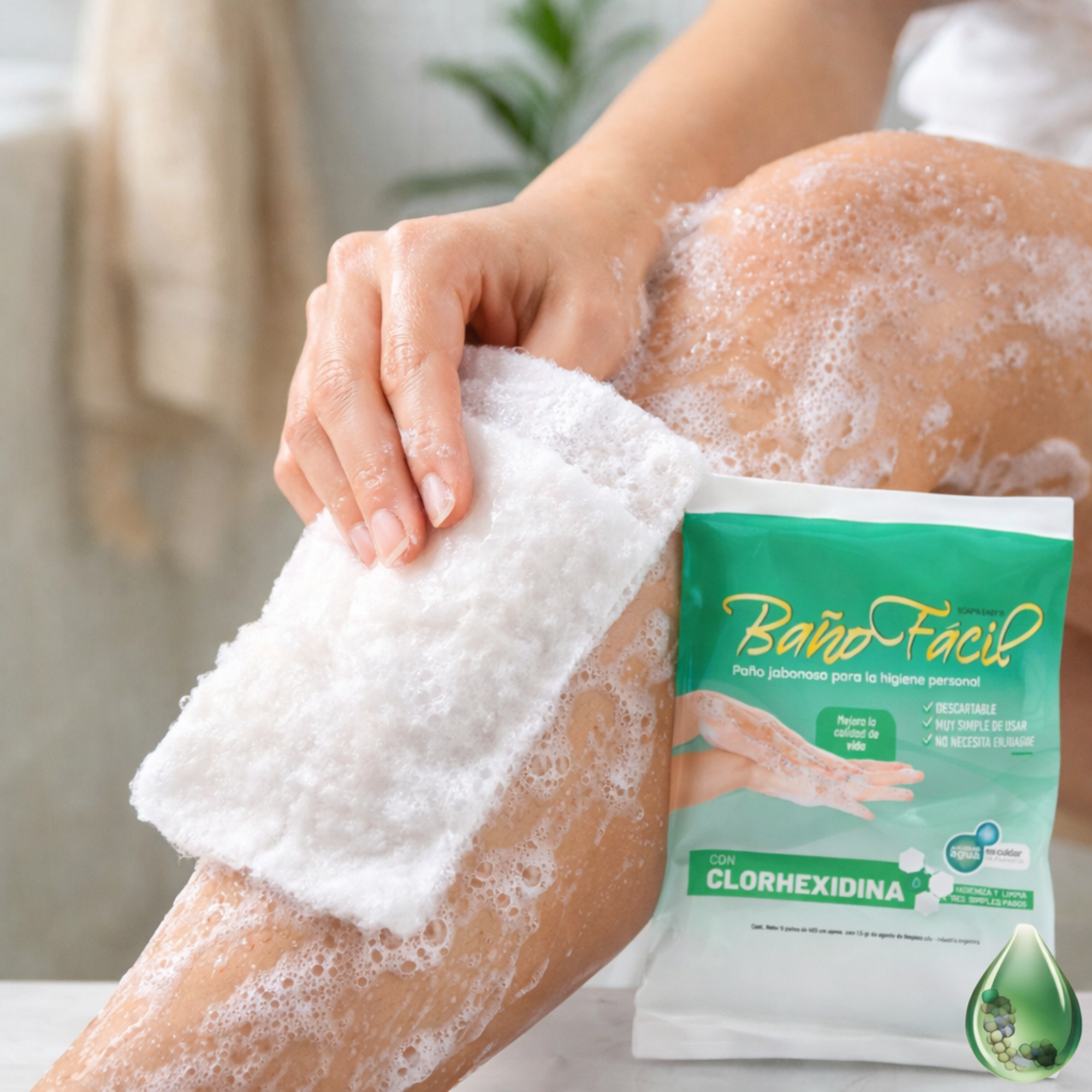 Paño Jabonoso Baño Fácil con Clorhexidina