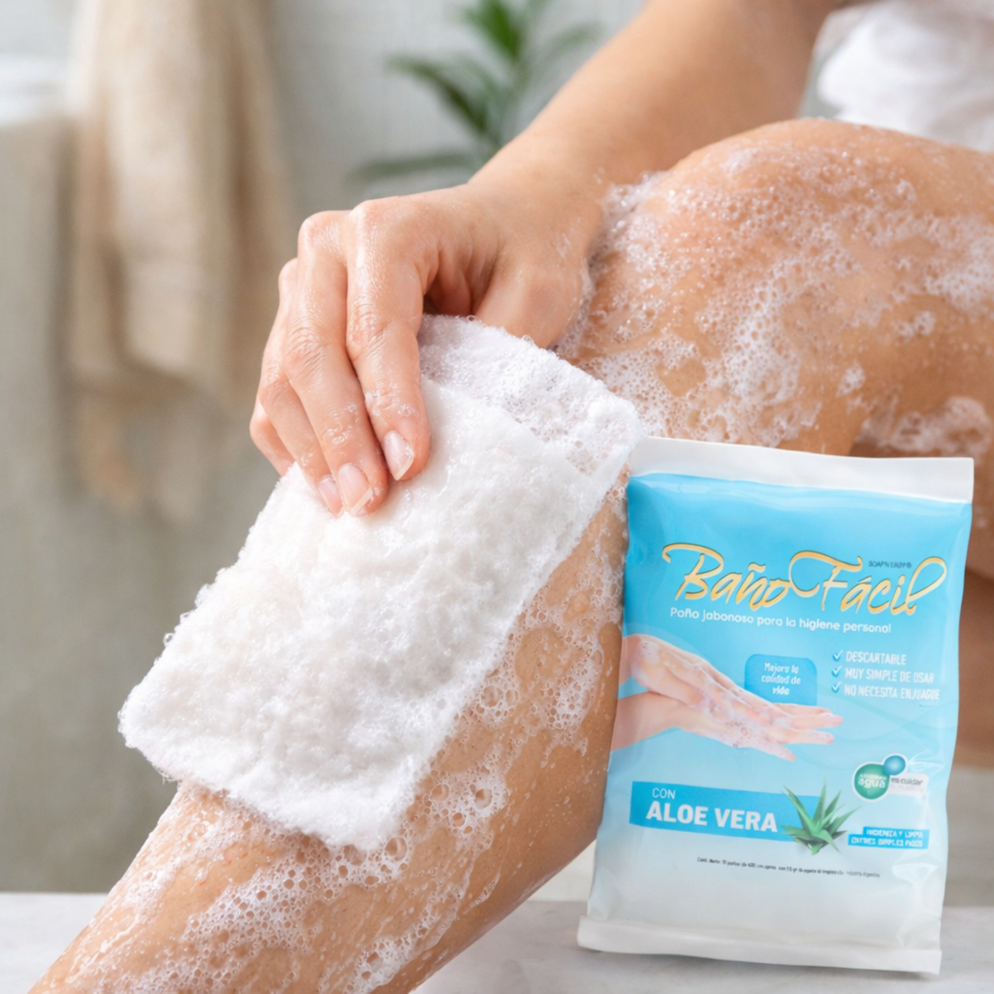 Paño Jabonoso Baño Fácil con Aloe Vera