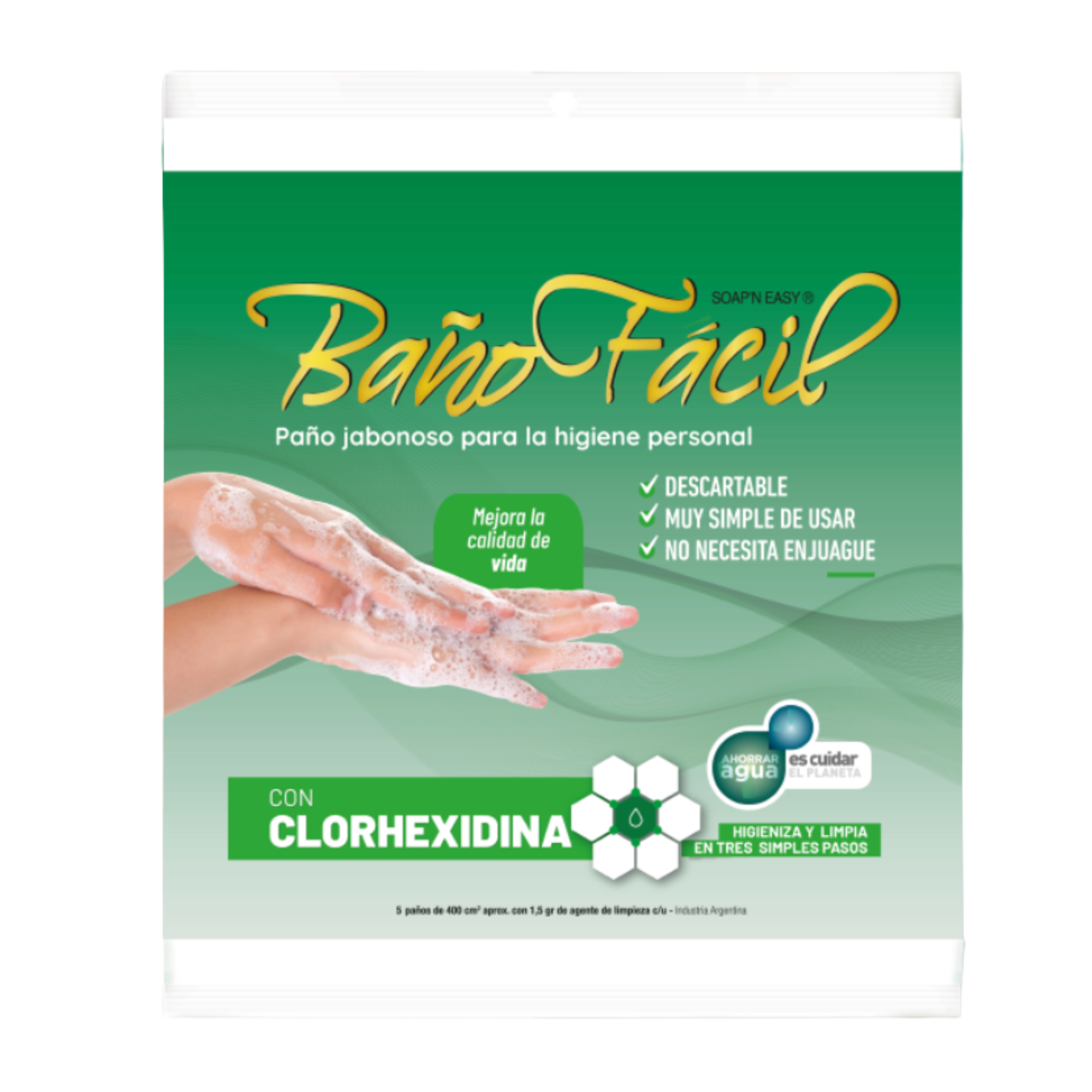 Paño Jabonoso Baño Fácil con Clorhexidina
