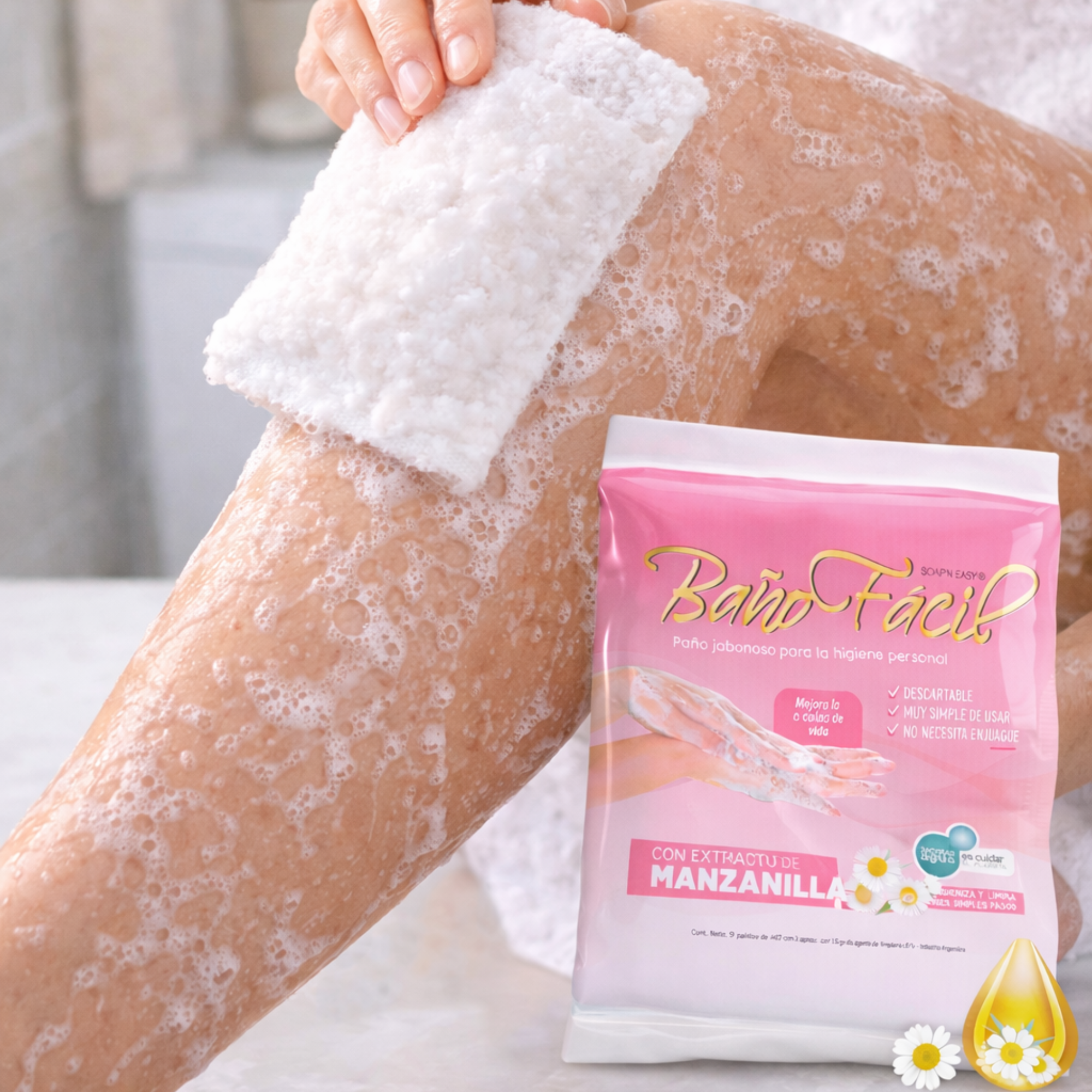Paño Jabonoso Baño Fácil con Manzanilla