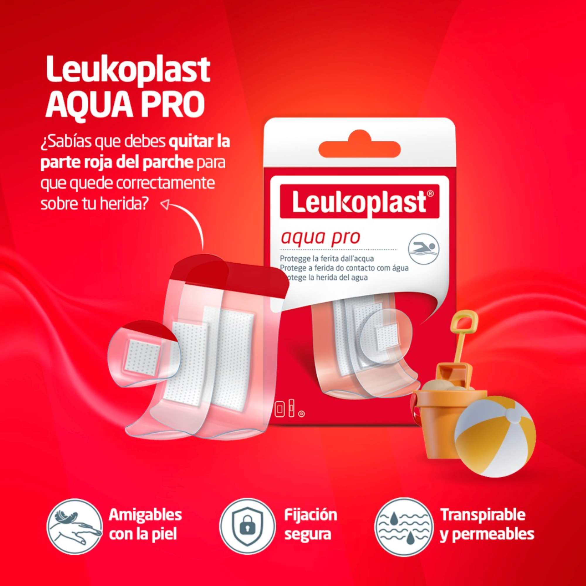 Parche Curita Leukoplast Aqua Pro | 20 unidades mixtas