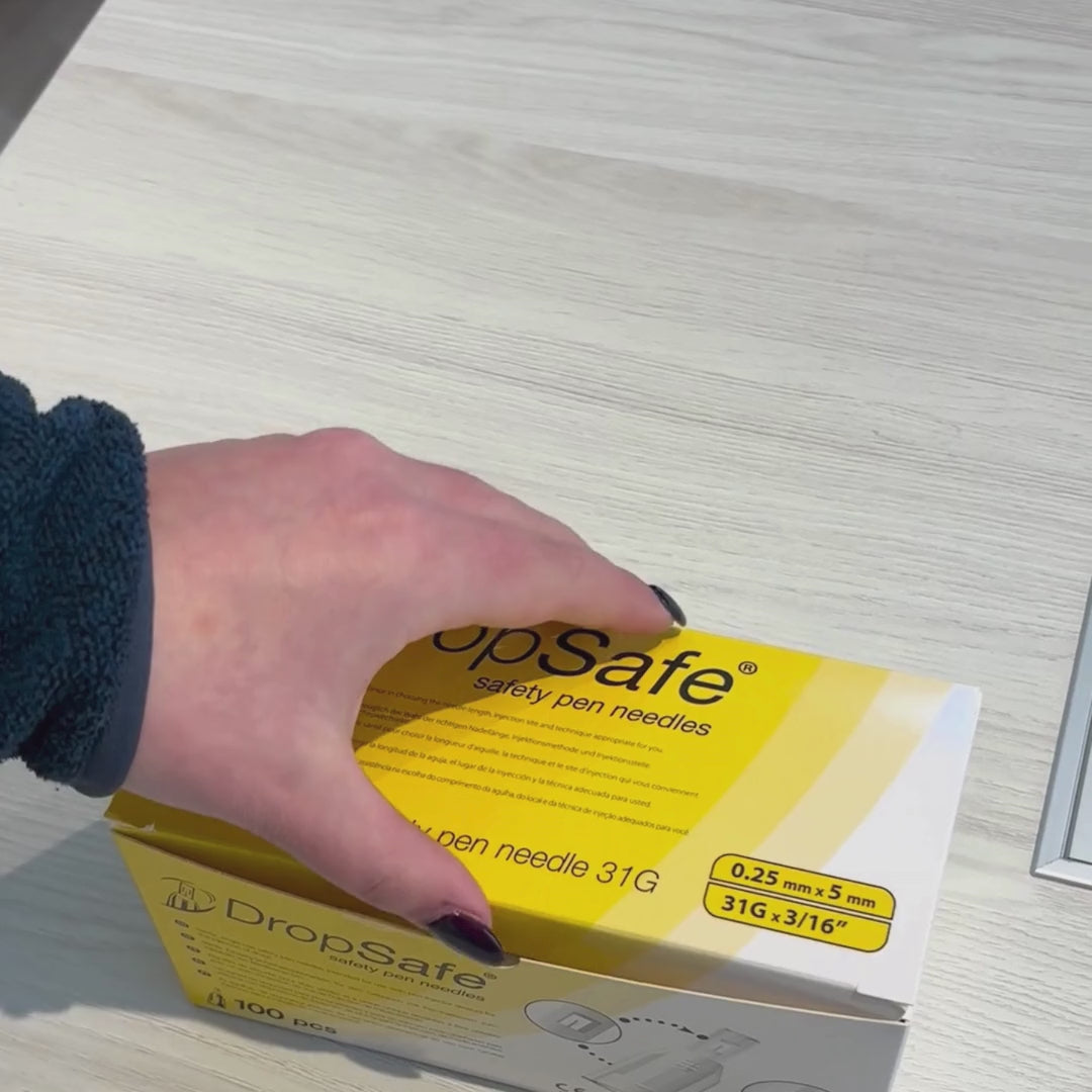 Cargar vídeo: Agujas De Seguridad Dropsafe Lapiz Insulina 31g X5mm 100 Un