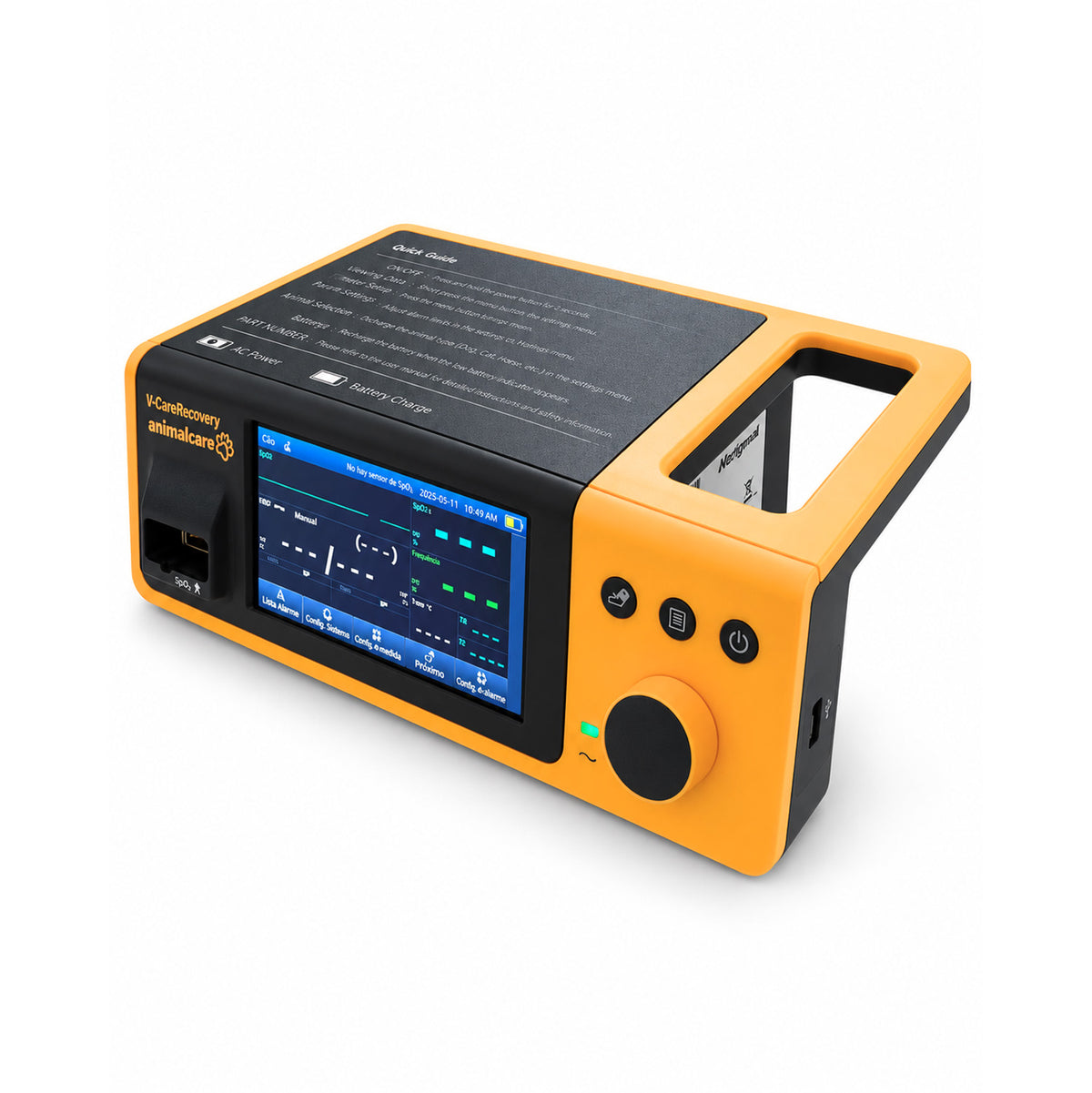 V-Care Recovery · Monitor Veterinario Sobremesa 5" NIBP + SpO2 + Temp
