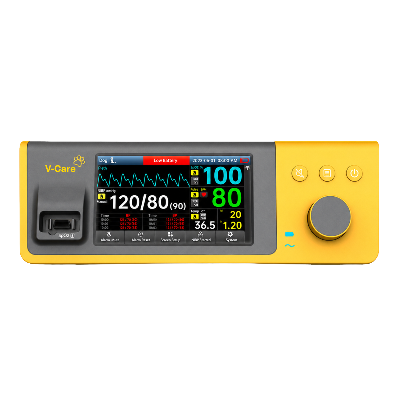 V-Care Recovery · Monitor Veterinario Sobremesa 5" NIBP + SpO2